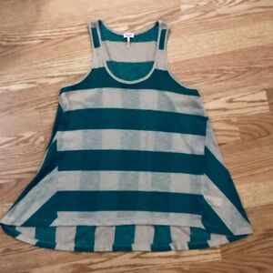 NWOT Splendid Green & Tan Knit Sleeveless Pelham Style Top Size Medium
